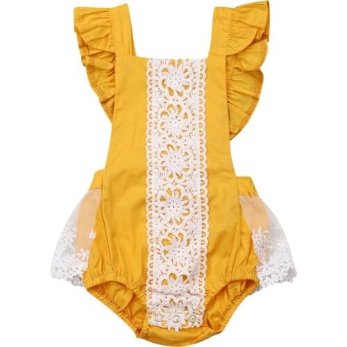 Newborn Infant Baby Girls Clothes Ruffle Sleeve Romper Jumpsuit Outfit With Bow