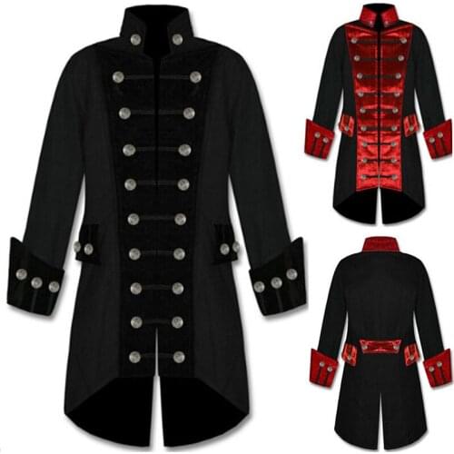 Pirate Jacket Medieval Traditional Adult Men Trench Coat British French Coat Costume