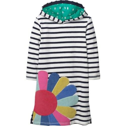 Long-sleeved girls dress with cartoon prints in European and American casual style