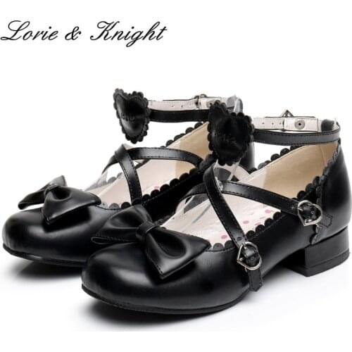 Princess Girls Bowtie Mary Jane Ballet Shoes Criss Cross Straps with Sweetheart Decor Soft Low Heel Lolita Shoes