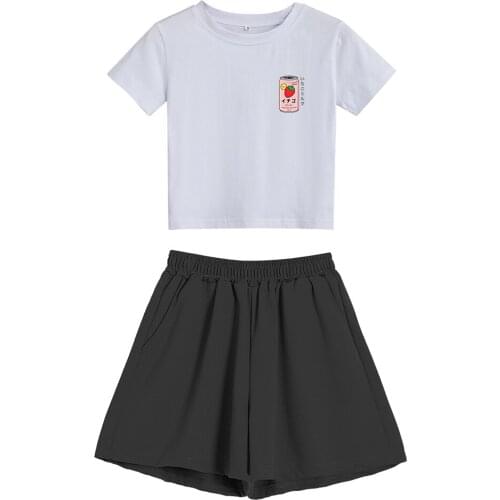 Casual Short Sleeve Top Ladies Strawberry Printed Shirt Pajamas Korean Summer New Women Blouses Fashion Women Clothing Pant Sets