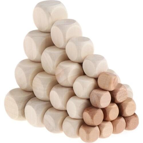10pcs 6 Sided Blank Wood Dice Party Family DIY Games Printing Engraving Kid Toys
