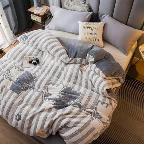 Luxurious Thickening Plus Down Down Velvet Quilt Cover Bedding Set 150 220x240 Simple Luxury Winter Warm Thickened Snow Fleece