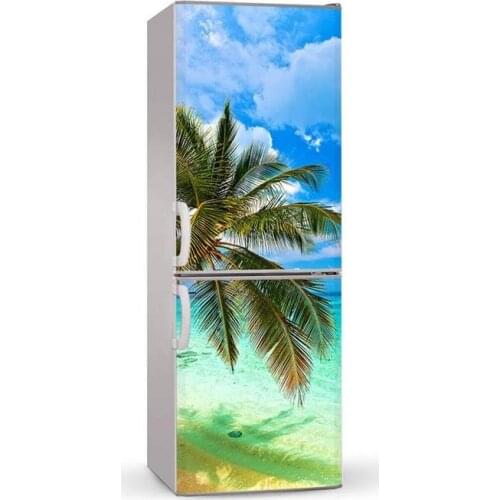 3D Seaside Trees Landscape SelfAdhesive Dishwasher Refrigerator Freeze Sticker Kids Art Fridge Door Cover Wallpaper
