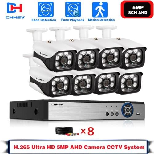 HD CCTV Camera System 8CH 5MP AHD DVR NVR Kit Video Surveillance System 8CH Outdoor Waterproof 5.0MP Security Cameras System