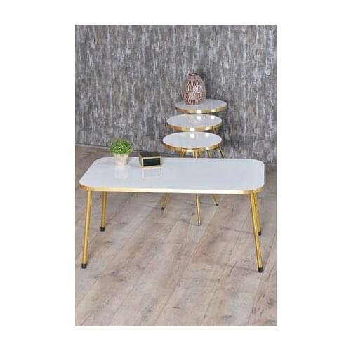 Modern Zigon coffee table And Medium Tripod Kr Gold Metal Toe Gold Set White coffee tables table basse furniture living room table