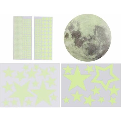Luminous Moon Dots Stars Stickers Wall Ceiling Decal Murals for Kids Adults Home Bedroom Living Room Decoration NW