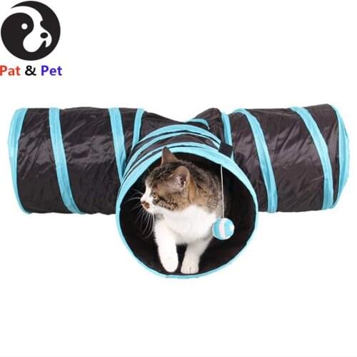 Cat Tunnel Toy Pet Puppy Tube Fun Play with Peep Hole Collapsible Way Interactive Ringing Ball Wand and Activity Foldable