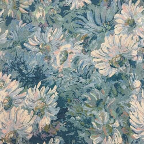 152cm Width 152cm Width Oil painting jacquard ● Blue stiff silhouette Van Gogh art woven fabric spring and autumn coat skirt