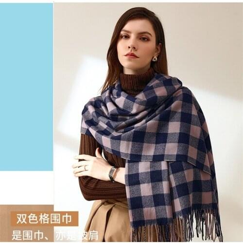 VISROVER New Check Scarf Winter For Woman Female Shawls Cashmere Handfeeling Winter Wraps Plaid Hijab Poncho Ladies Wholesale