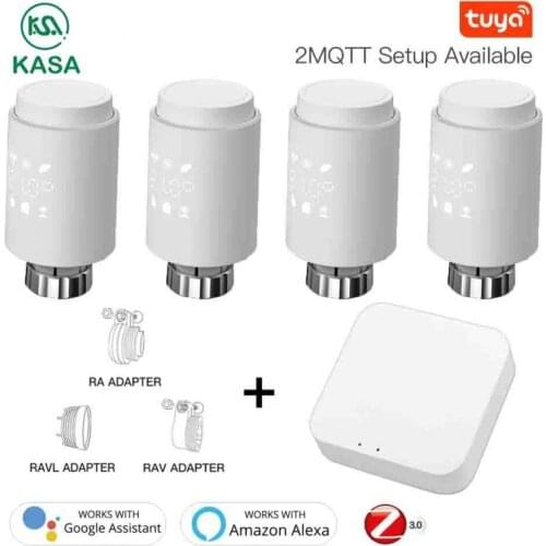 Smart Tuya ZigBee 3.0 Radiator Actuator Thermostat Temperature Controller with RA RAV RAVL adapters Amazon alexa Voice Control