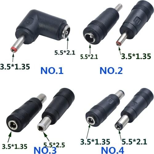 1pcs 5.5 x 2.1/2.5 mm male/female to 3.5 x 1.35 mm male/female DC Power Connector Adapter Laptop 5.5*2.1/2.5 to 3.5*1.35mm