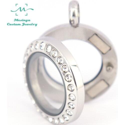 10pcs 20mm mini 316L Stainless steel czech crystal glass locket for floating charms love note ,floating charms not included