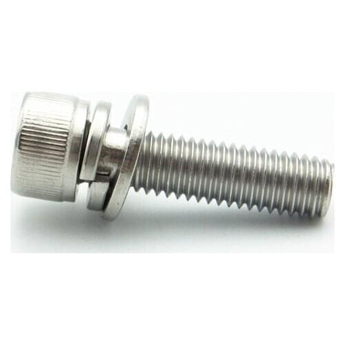 10PCS M5 304 Stainless Steel Metric Thread Hex Socket Head Cap Screw With Washer Set Bolt Fasterner