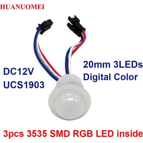 100pcs/lot) 12V 20mm 3LEDs UCS1903 digital rgb led pixel module light,3pcs 3535 smd led pixel light,Waterproof IP67,Milky cover