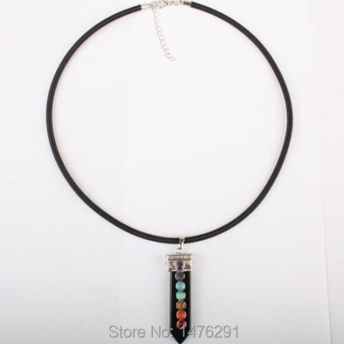12X52MM Charming Onyx Inlaid Mix-Stone GEM Bead Pendant & Necklace