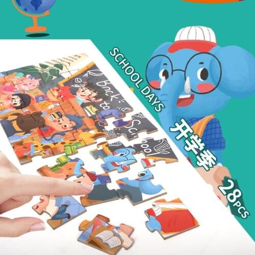 Animals Cartoon Puzzle Preschool Kids Baby Puzzles Cartoon Learning Educational Christmas Toys For Children Xmas 28pcs/set