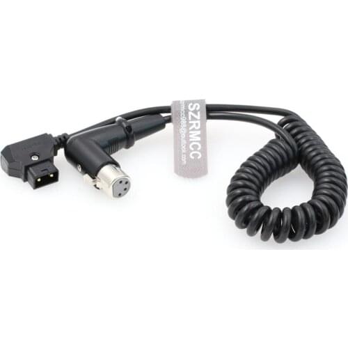 D-tap to Right Angle XLR 4 Pin Coiled Power Cable for DSLR Camcorder Sony F5 F55 SXS Camera Roland R88 Monitor