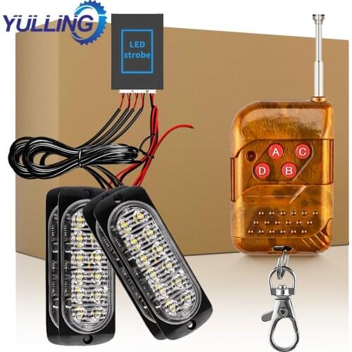 4PCS 48LED 12V-24V 18W Car Truck Emergency Light Flashing Firemen Lights Car-Styling Ambulance Police Light Strobe Warning Light