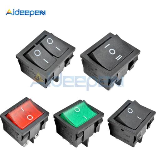 5PCS KCD5 Latching Rocker Switch 4 Pin 6 Pin ON-OFF ON-OFF-ON 2 Position 3 Position 6A 250V Boat Power Button Switch with Light