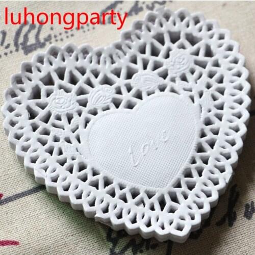 50pcs 10cm Heart Shape Lace Flower Paper Pads Doilies Placemat Crafts For DIY Scrapbooking/Cark Making/Wedding Table Decoration