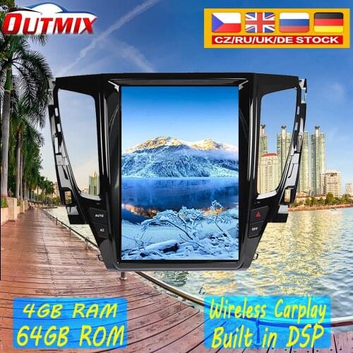 DSP Carplay Tesla screen 4+64G Android 9.0 Car Multimedia Player For MITSUBISHI PAJERO 2017-2018 GPS Radio Auto stereo head unit