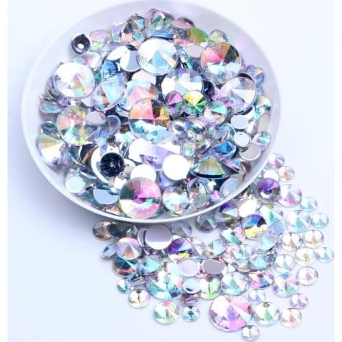 Glitter Rhinestones Round Rivoli Acrylic Stones 4mm-10mm Glue on Crystal Strass Gems Beads accessories diy trim For Clothes Nail