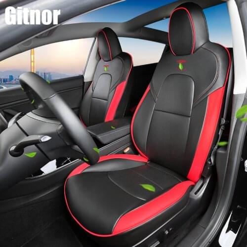 For Tesla Model 3 Car Seat Covers Full Surround Wholesale Waterproof Leather Seat Protector Airbag compatible AUTO Accessories