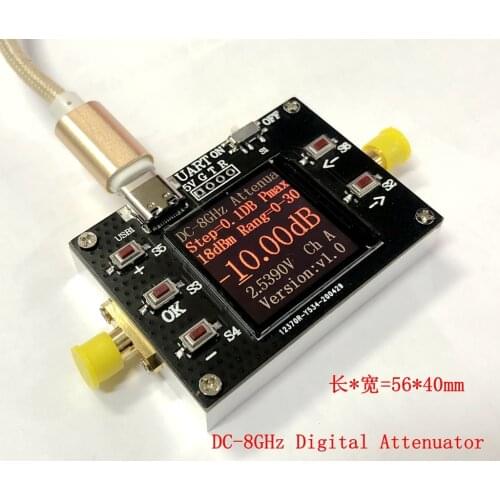 DC-8G Digital Programmable Attenuator 30DB Step 0.1DB TFT display CNC shell supports communication