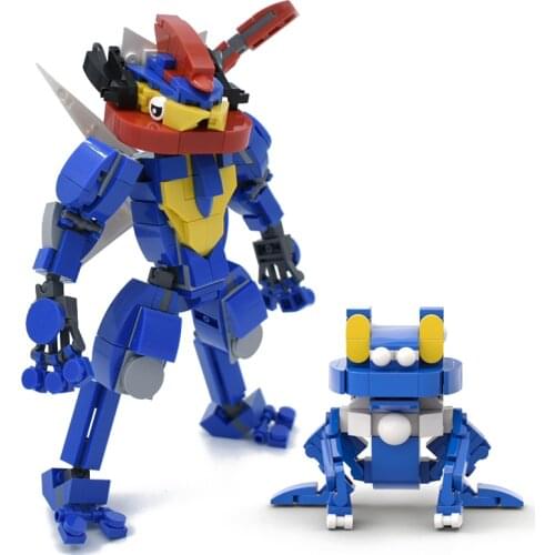 Poke Elves Greninja Building Blocks Anime Figure Model Toys покемон Froakie Action Figure Cartoon Figure Dolls Toys For Children