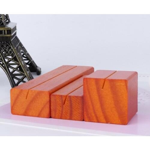 H05B Natural Wood Block Clips Paper Photo Picture Card Holder Clamp Stand Table Decor
