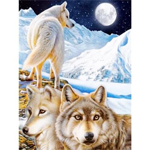 Wolf Animals Winter Printed Canvas 11CT Cross-Stitch Embroidery Full Kit DMC Threads Craft Handiwork Handmade Needle
