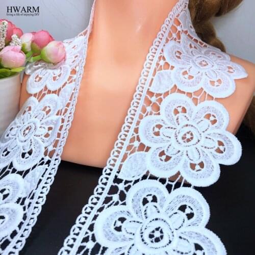 HWARM 10yard 9cm african lace fabric Big peach blossom arc wedding lace barcode DIY childrens clothing skirt accessories ribbon