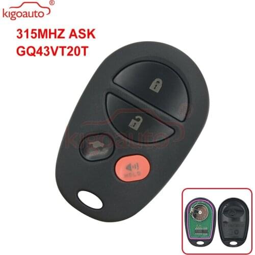 Kigoauto for Toyota Highlander Sequoia Sienna GQ43VT20T Remote fob 4 button 315Mhz