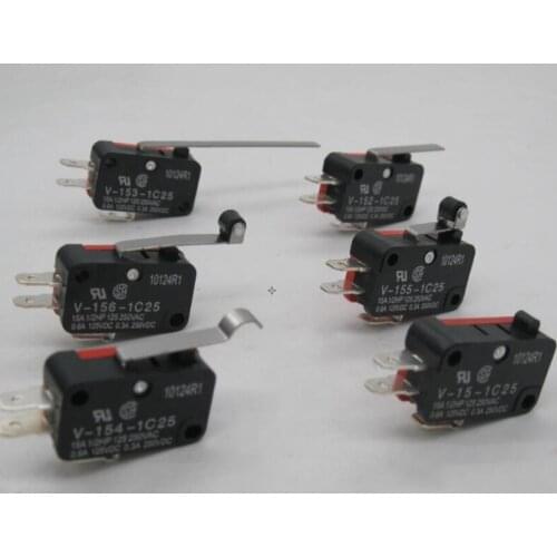 1Pc Micro Switch Limit Switch 15A AC 250V Mini Travel Limit Switch For Car Electronic V-152/153/15/155/155-1C25 Accessories