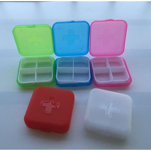 1pc Portable 4 Grids Pill Box Drug Tablet Medicine Storage Holder Splitter Case Storage Organizer Container Case DX