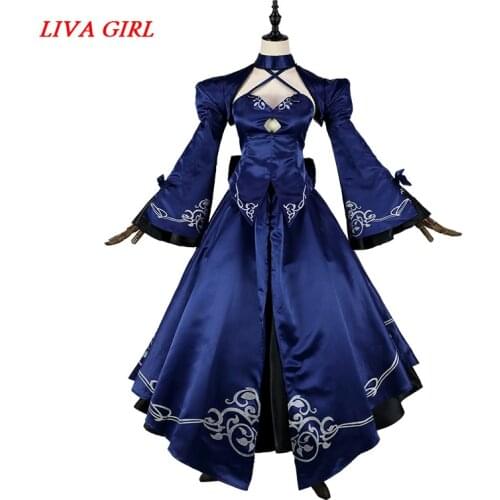 Liva girl Alter Saber Cosplay Fate Stay Night Costumes UBW Arturia Black Saber Cosplay Fate Stay Night Costume Women