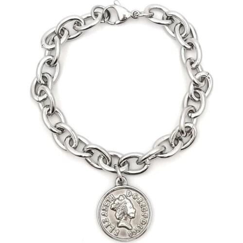 Fashion stitching round brand titanium steel stainless steel bracelet wild simple bracelet hot sale