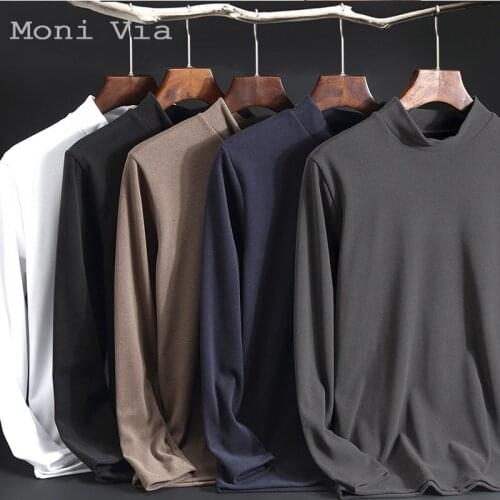 Brand New Mens Long-Sleeve Turtleneck Shirt Solid Color Soft Base Underwear For Men Autumn Winter Fitness Male Slim Top Sweater