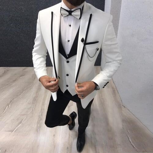 2021 Mens Trim Color Matching Suit Youth Single Button Vacation Suit Bridegroom Best Man Wedding Banquet Suit Three Pieces
