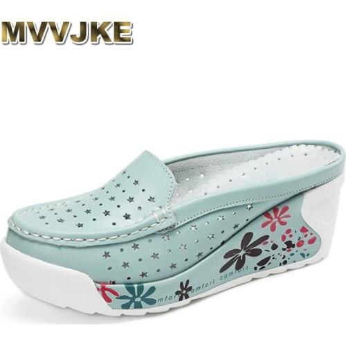MVVJKE New arrival genuine leather summer shoes women creepers casual breathable flat platform shoes woman summer casual shoes