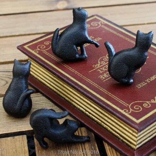 Set of 4pcs Creative Cat Design Cupboard Drawer Knob Kitchen Cabinet Door Pull Wardrobe Cast Iron Handles