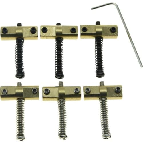 Dopro Vintage Compensated Tele Bridge Brass Saddles Set Set of 3 Saddle with Chrome/Black Screws Fits Fender Telecaster