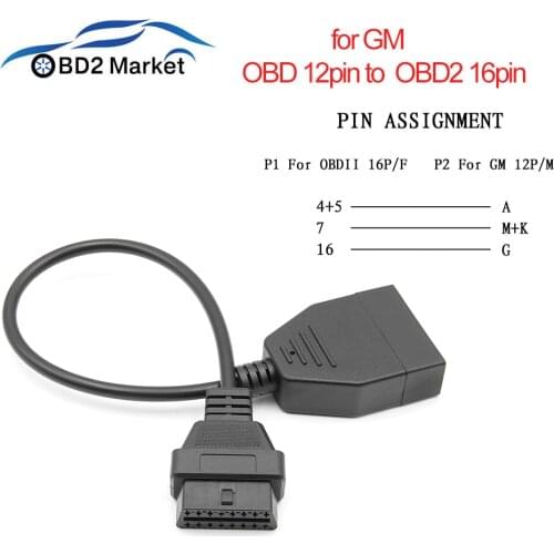 Newest OBD2 Cable For GM 12 Pin to 16 Pin Connector Adapter Male to Female OBDII Extension Converter Auto OBD II 12PIN To 16Pin