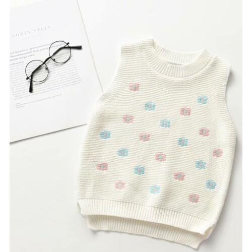2021 New Baby Sweater Vest Sweet Girls Pullover Sweater Waistcoat Winter Childrens Wool Warm Vest Kids Sleeveless Knitted Tops