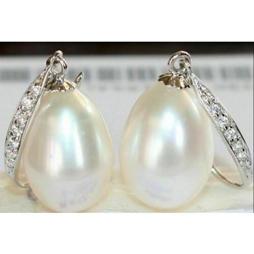 A pair of natural AAA 11-12MM south seas white pearl earrings