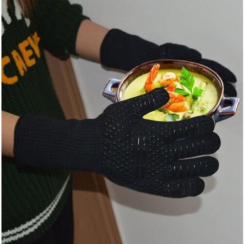 BBQ Gloves Fireproof Silicone High Temperature Resistant Oven Barbecue Heat Insulation Microwave Gloves for Cooking and Baking