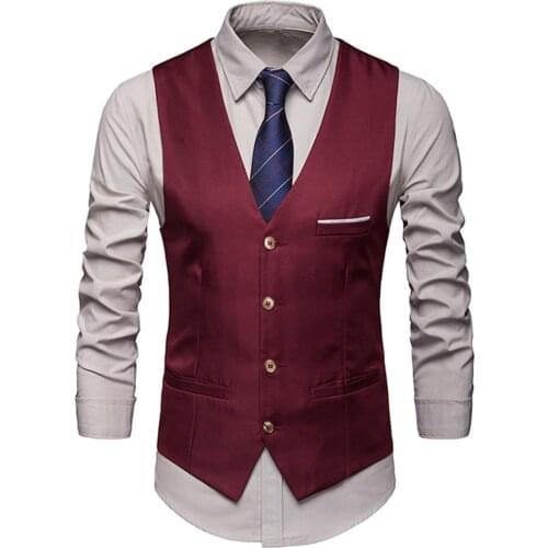 Dress Vests For Men Slim Fits Mens Suit Vest Male Waistcoat Gilet Homme Casual Sleeveless Formal Business Vest chaleco hombre