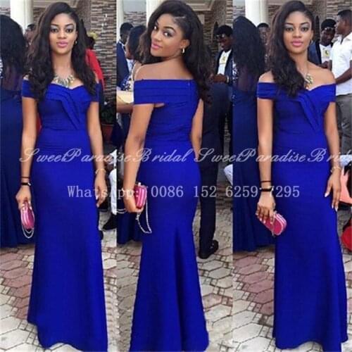 Royal Blue Mermaid Bridesmaid Dresses 2020 Women Long Boat Neck Zipper Back Customize Prom Wedding Party Dress Vestidos