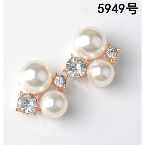 50pcs 22*23mm Gold Color Alloy Material Imitation Pearl Crystal Charm pendant For Head DIY Wedding Handmade Jewelry Making